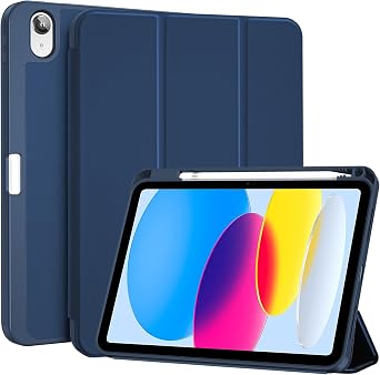 ProCase for iPad A16 11th Generation 11 Inch 2025/ iPad 10th Generation 10.9 Inch 2022 Case with Pencil Holder, Hybrid Cover with Soft TPU Back, Supports Touch ID, Auto Wake/Sleep -Darkblue