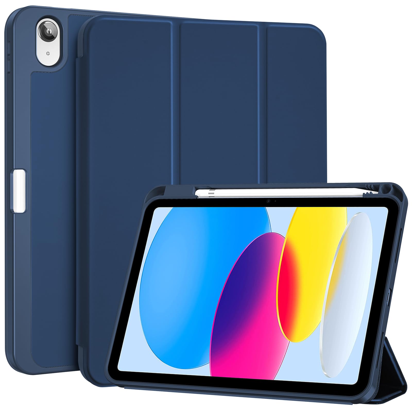 ProCase Cover iPad A16 11 Generazione 11 Pollici 2025 /iPad 10 Generazione 10,9 Pollici 2022 con Portapenna, Custodia iPad (A3354 A3355 A3356 A2696 A2757 A2777) Auto Svegliati/Sonno -Blu Scuro