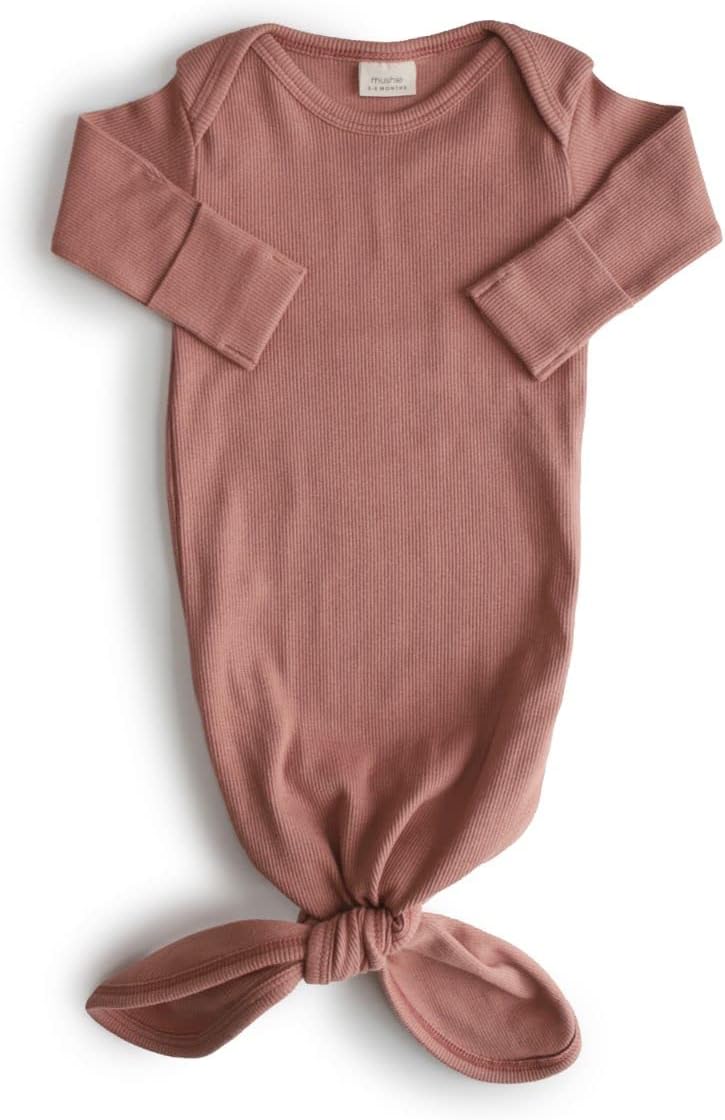 Unisex Baby Ribbed Knotted Gown Baby Gown (pack of 1)