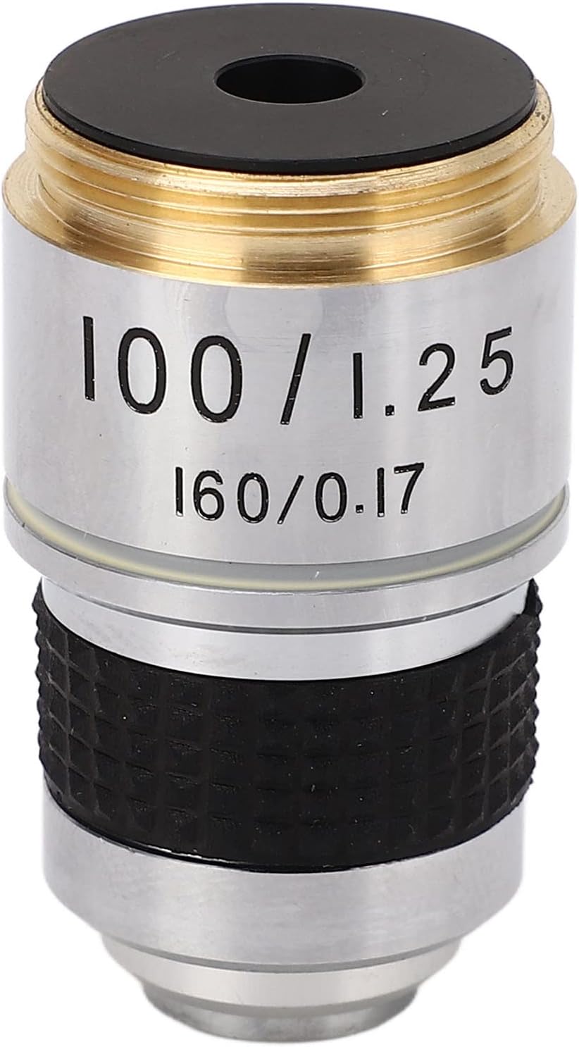 Microscope Objective, 100X Achromatic Microscope Objective RMS Size Microscope Objective Lens Professional 100X Objective Fall Microscope Lens for Compound Microscopes