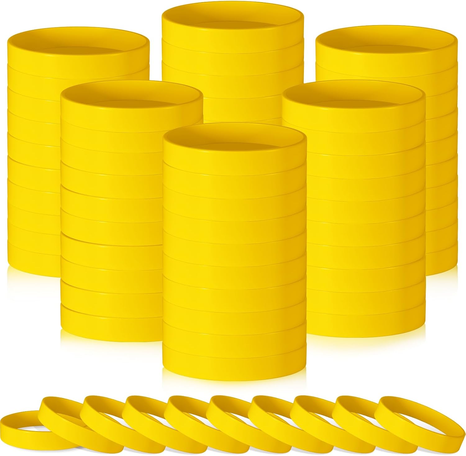CHRORINE 100 Pcs Plain Silicone Wristbands Bulk Blank Rubber Bracelets Unisex Party Game Supplies