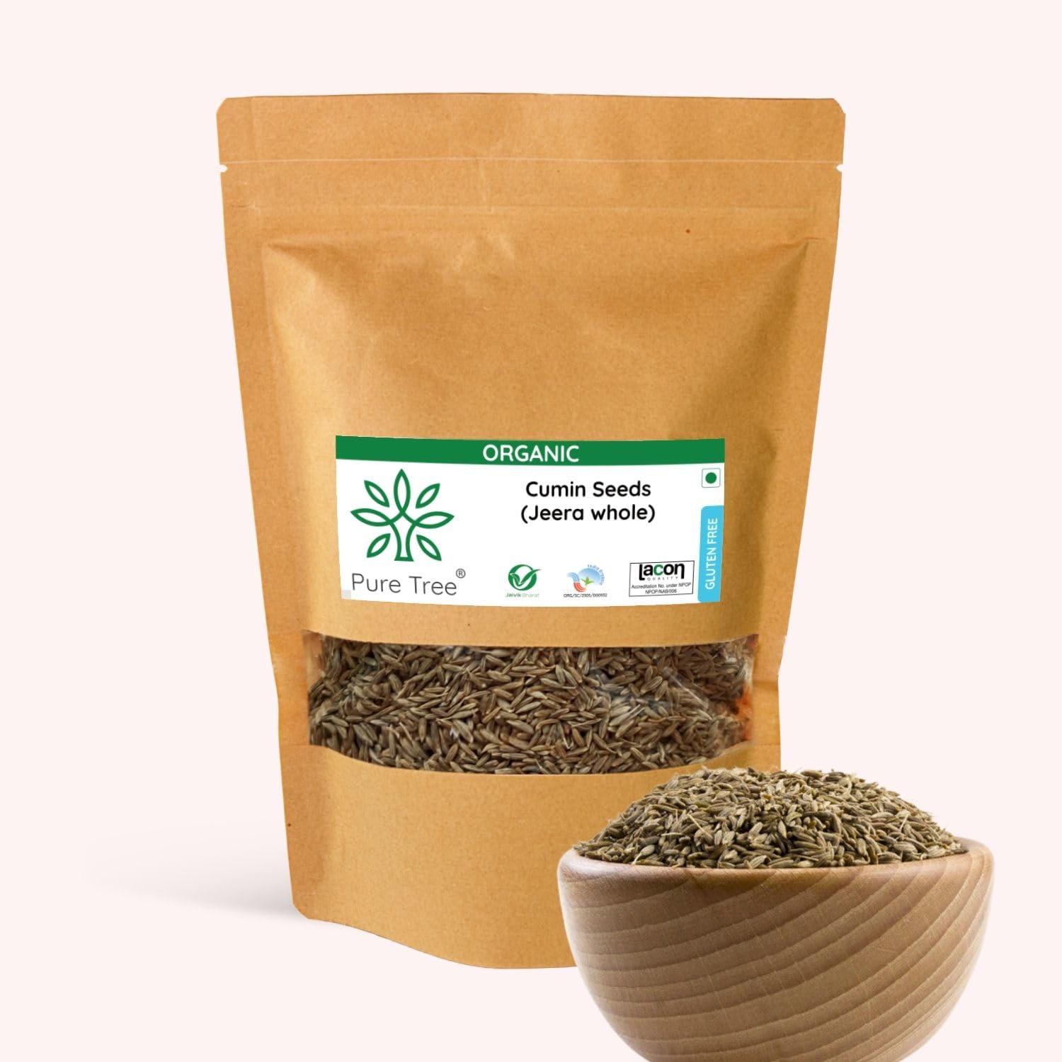 Pure Tree Certified Organic Jeera Seeds | 250 Gm| Cumin Seeds | Sabut Jeera | Jeera Whole Spices | Jeelakarra | Zeera | Organic Spices | Boost Immunity | For Curries & Veg