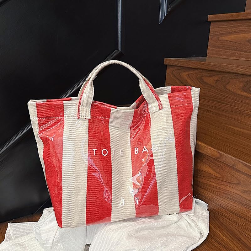 PVC Casual Tote Bag Large Capacity Stylish Letter Print Handbag Waterproof Leisure Tote Handbag Shopping Work Date T2