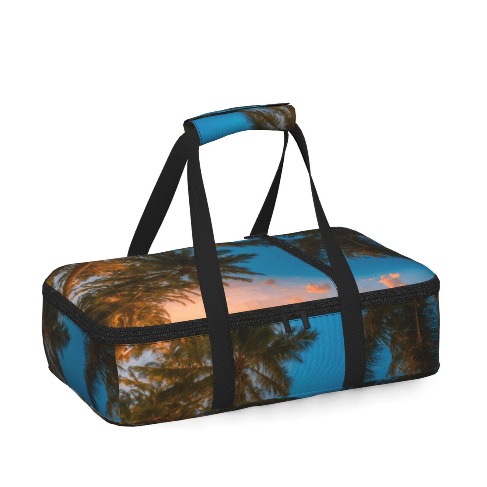 Sunset Hawaiian Palm Tree Print Insulated Thermal Food Storage Bag Daily Reusable Picnic Tote Lunch Box Home