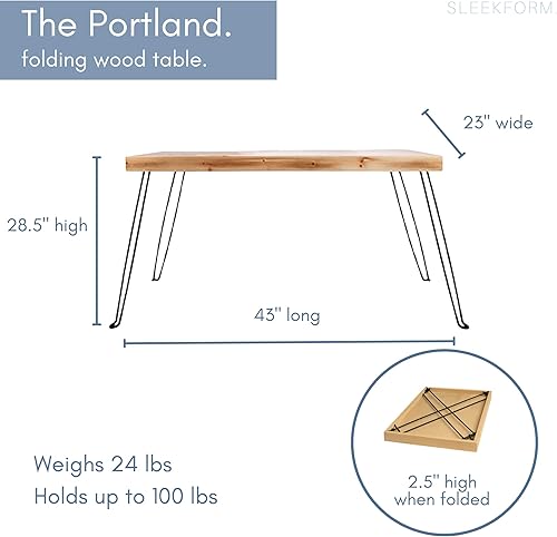 Miniatura 2 de Sleekform Wood Folding Table - Portable Folding Desk - No Assembly Easy Fold Desks for Small Spaces - Space Saving Collapsible Computer Tables for
