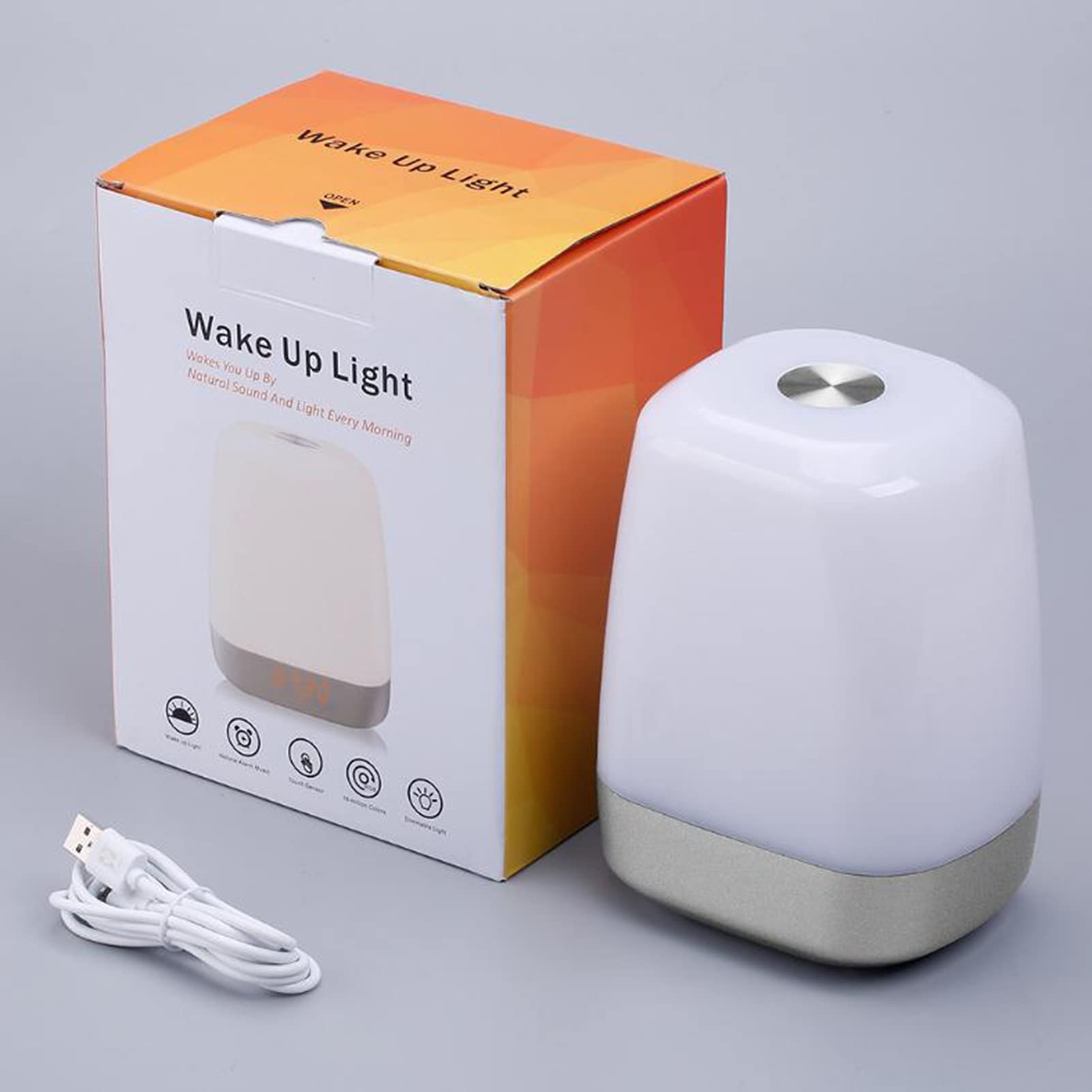 Tocca Luce Notturna Sveglia Digitale con Sveglia con Simulazione Alba/Tramonto, Sveglia e Snooze 5 Suoni di Allarme Naturali per Camera da Letto, Comodino, Allattamento