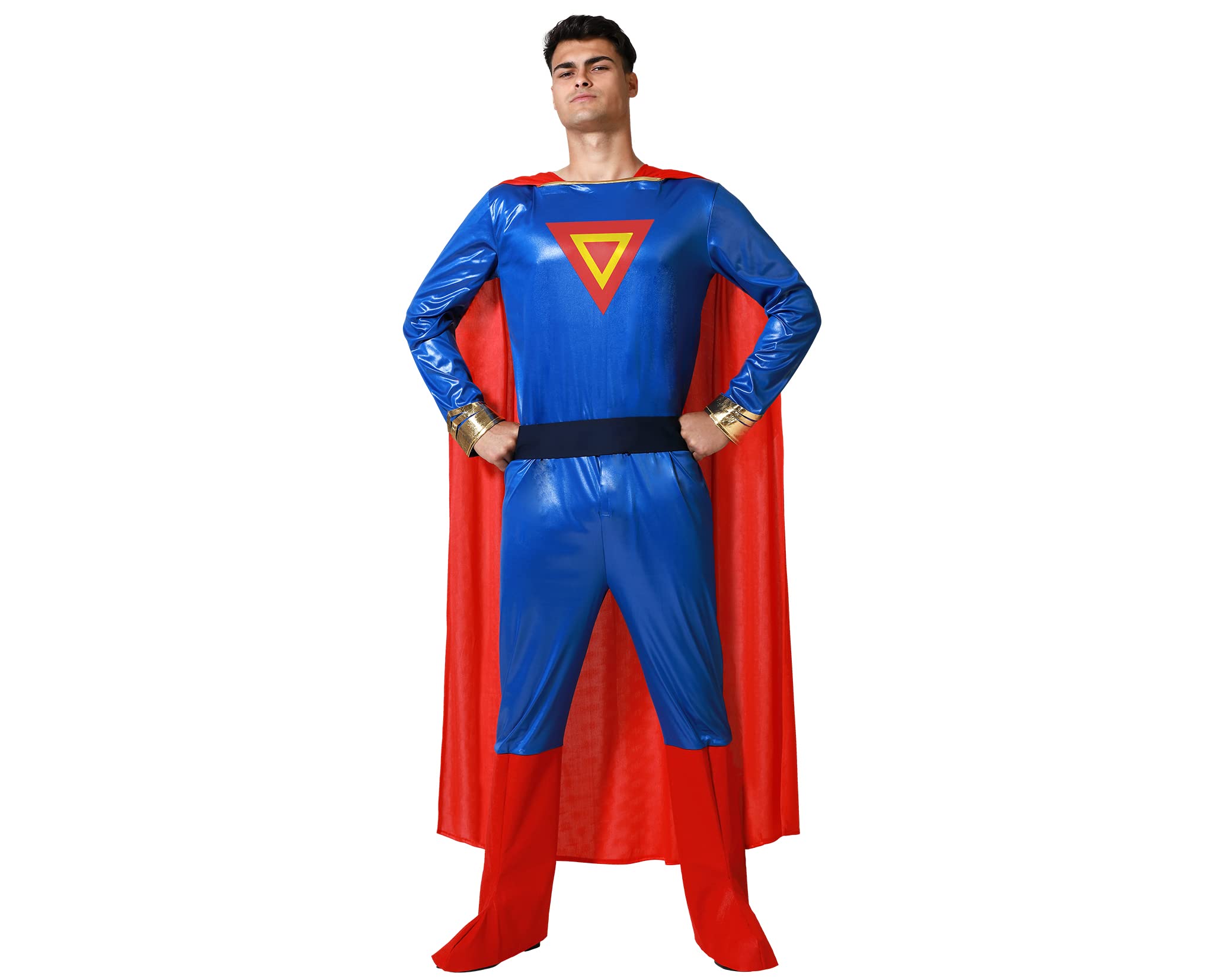 ATOSA Men's Superhero Costume Superman Costume Complete Cosplay Comic Character Jumpsuit with Cape Blue Red Gold Party Halloween Carnival XS-S