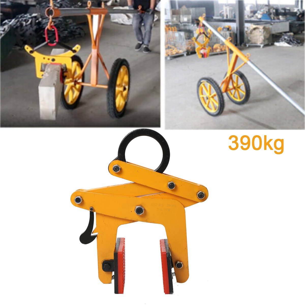Pinze di Pietra Morsetto di Sollevamento 390 kg, Pinza Regolabile Antiscivolo 0–6,5 cm per Sollevamento e Trasporto Pietra, Granito, Marmo e Cemento, Uso Cantiere e Gru