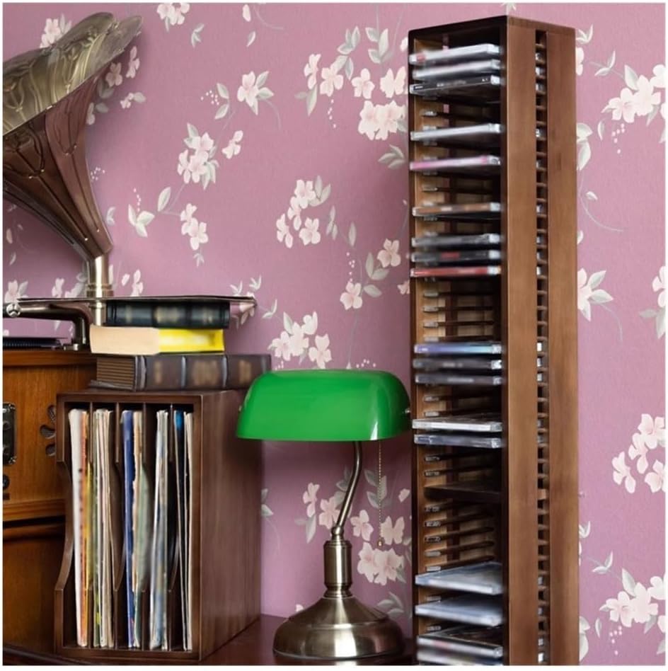 Cd Rack Living Room Vertical Cd Record Storage Rack Wooden Display Shelf for Up to 60 Albums,