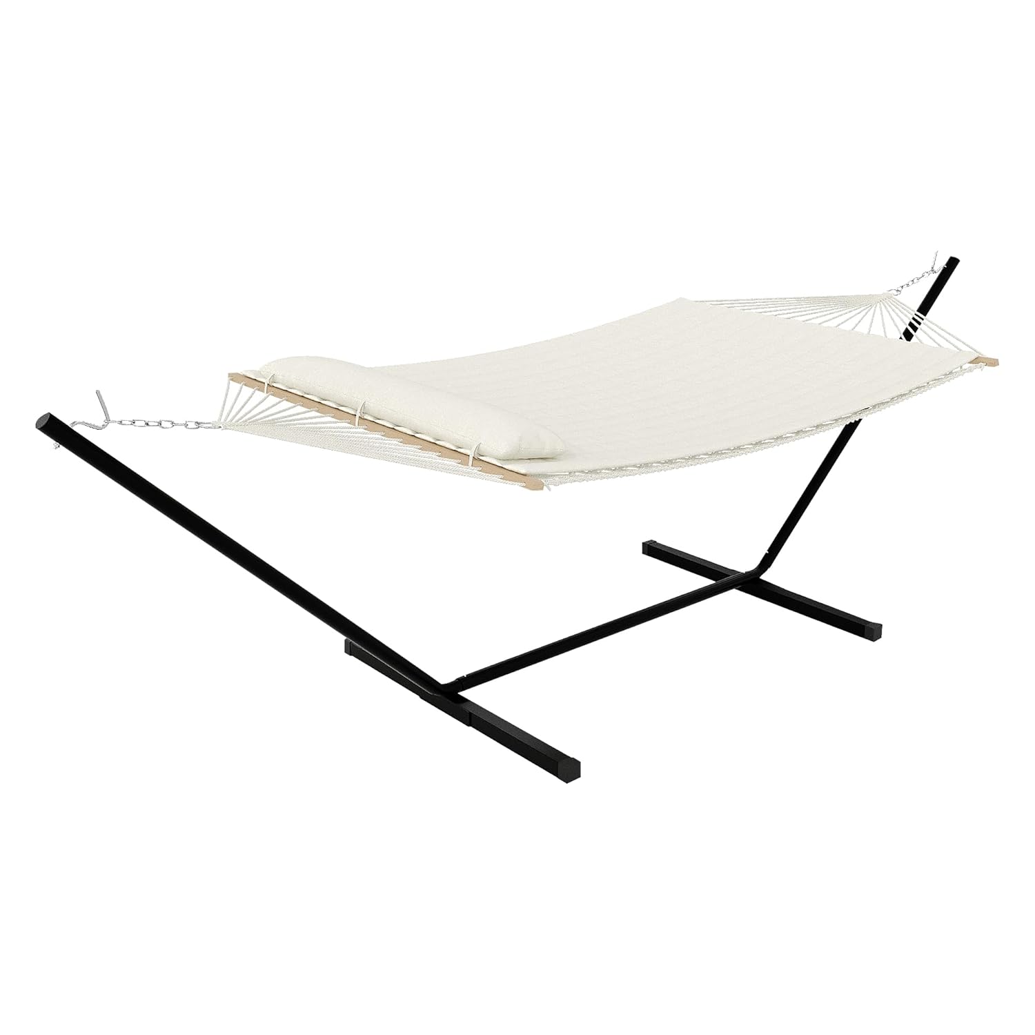 2 Person Outdoor Hammock with Stand Portable Hammock Heavy Duty Hammock with Soft Pillow Balance Ropes for Patio