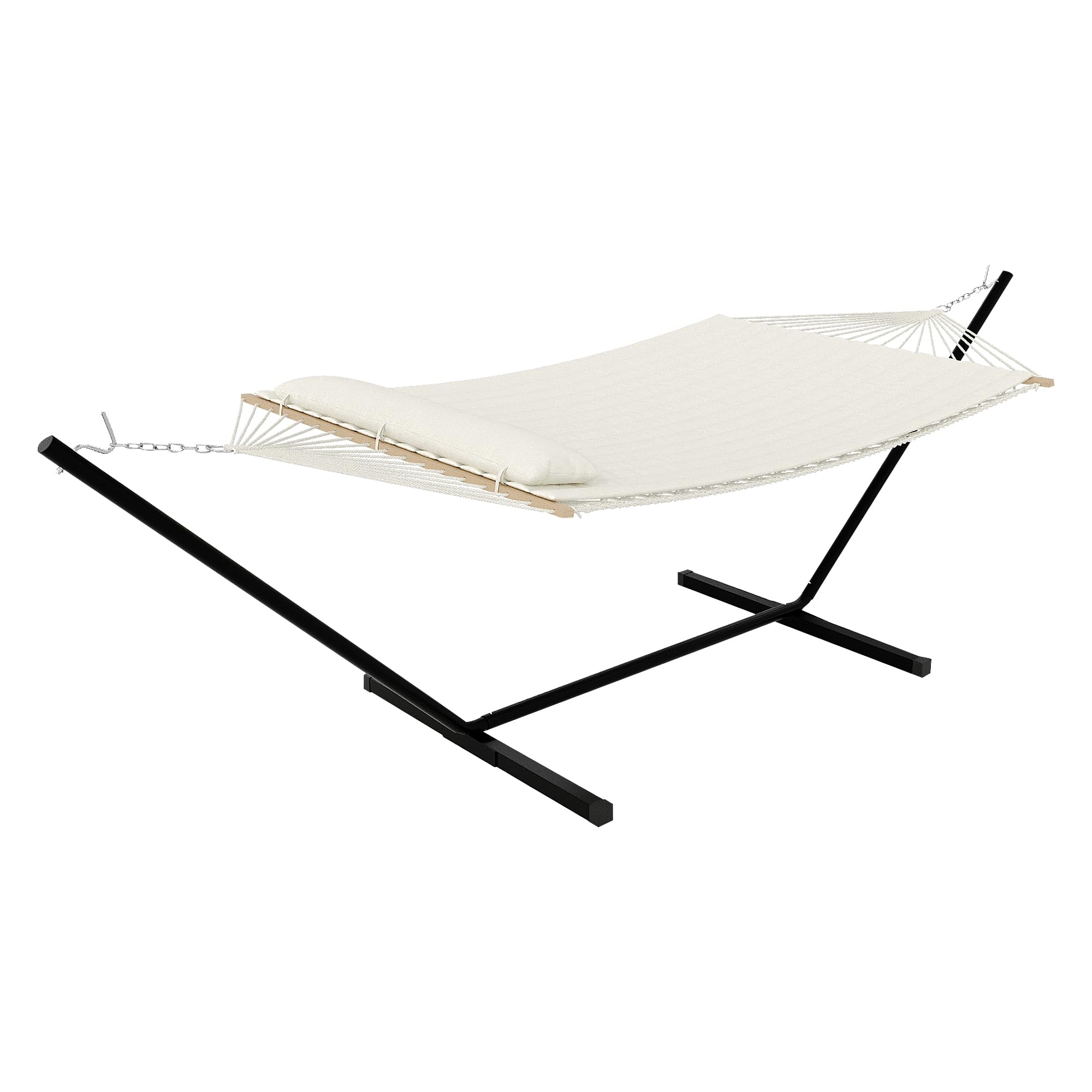 2 Person Outdoor Hammock with Stand Portable Hammock Heavy Duty Hammock with Soft Pillow Balance Ropes for Patio