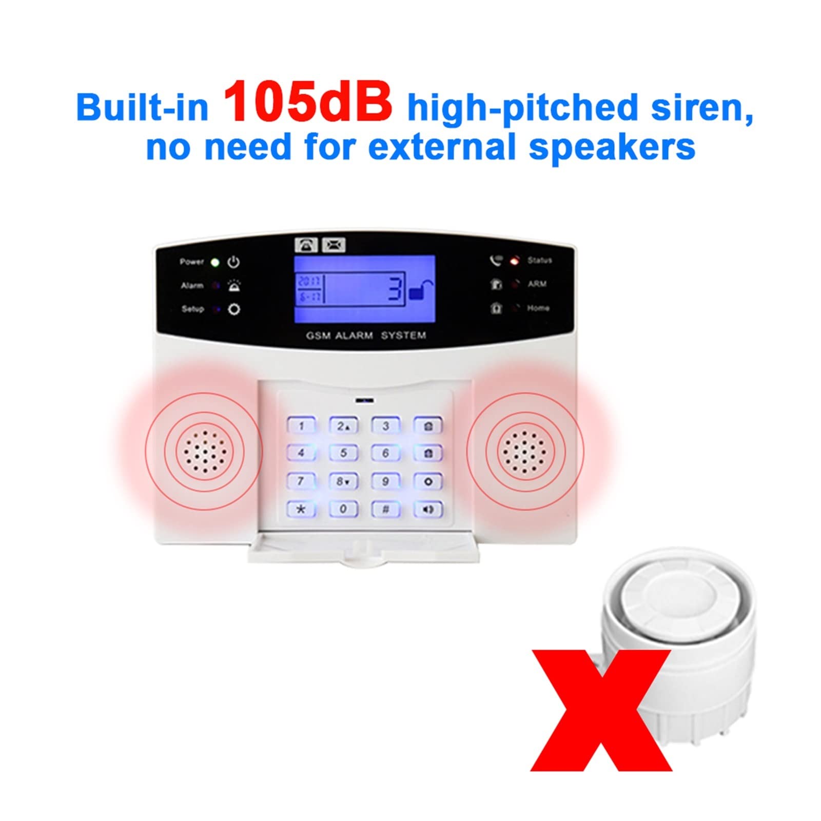 gsm Sistema de Alarma inalámbrico Alarma de ladrillo de Inicio Inteligente Pir Sensor de Humo con Botones de Funcionamiento de 105db Treble Siren(A)