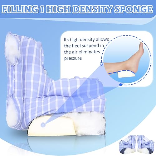 Miniatura 4 de Ehucon Protectores de talón para aliviar las úlceras de presión, almohada de pie para llagas de cama con 2 correas para terapia de curación del