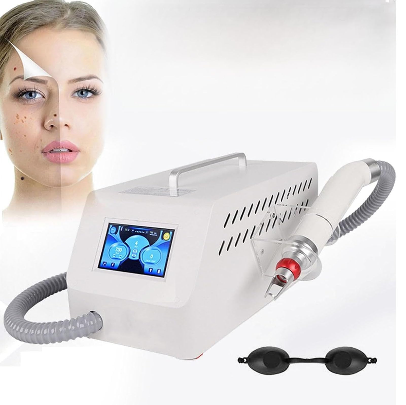 Maszyna do usuwania tatuażu i urządzenie kosmetyczne, wielofunkcyjny laser 532/1064 nm do usuwania tatuażu, w zestawie z 5 końcówkami
