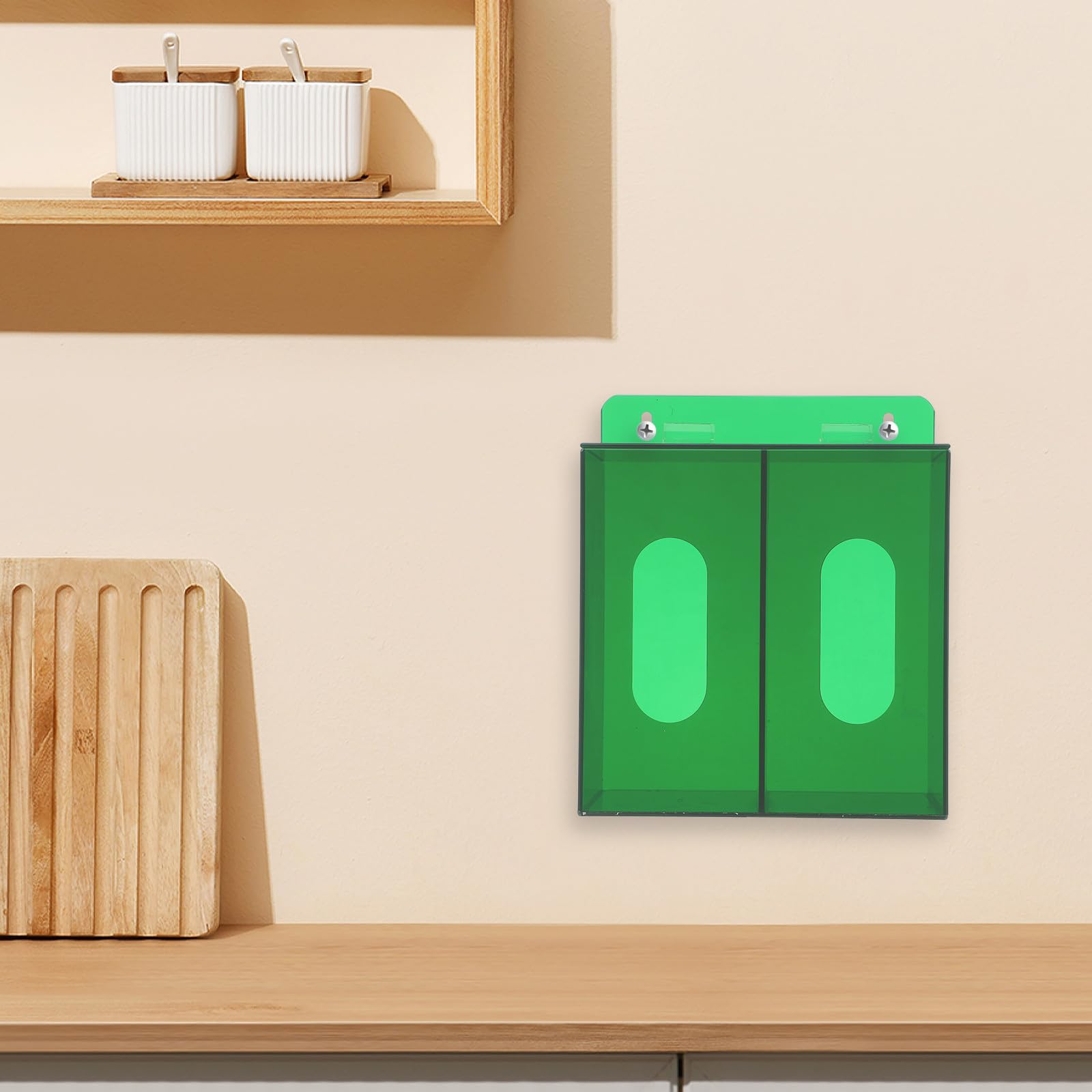 Dispenser da parete per mascherine e guanti - Organizer galleggiante in acrilico con 2 scomparti - Porta mascherine da appendere al muro per casa, ufficio e aula.
