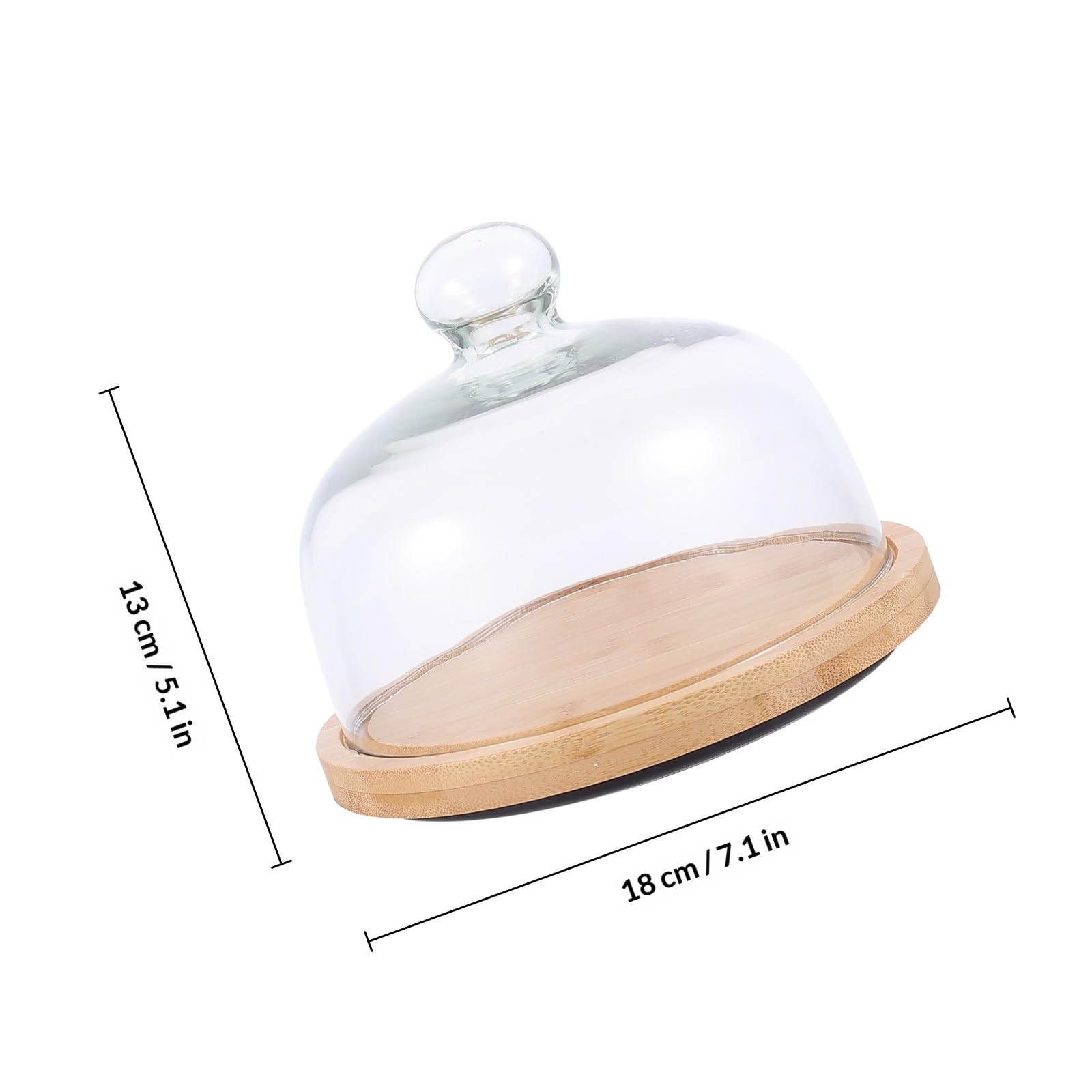 Cúpula Giratoria para Pastel con Bandeja de Madera y Vidrio Khaki, Expositor Práctico para Postres y Aperitivos con Asa Redondeada y Tapa Transparente