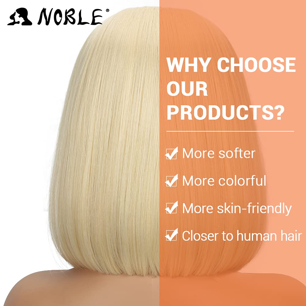 NOBLE Platinum Blonde Bob Wigs for White Women T Part HD Lace Front Wigs for White Women Synthetic 613 Blonde Bob Wig for Party and Daily Use 12 Inch - Image 4
