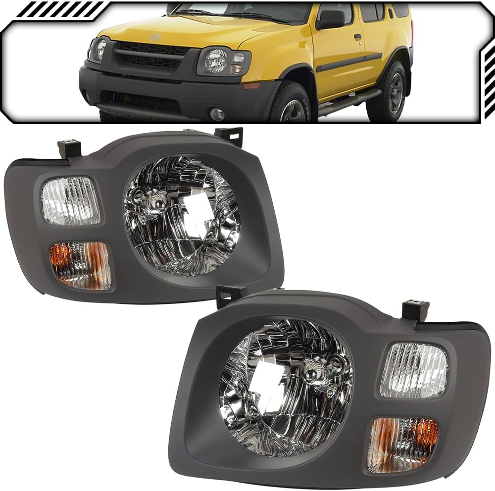 EPIC LIGHTING OE Style Halogen Headlights Dark Gray Bezel Assembly Replacement for NISSAN 02-04 NISSAN XTERRA XE [ NI2502147 NI2503147 260607Z825 260107Z825 ] Pair