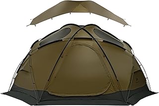 TOMOUNT Kupoltält med spisräck, 4 personer, ryggsäckstält för 4 årstider, nylon, vattentätt, glamping, vandring