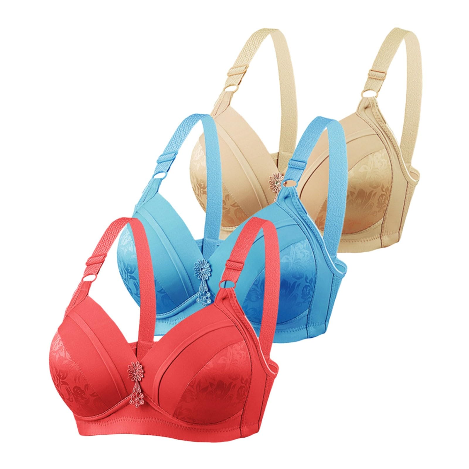 3PC Damenunterwäsche, Bequem, Ohne Stahlring, Dünne Größe, Große Mit Top-Kollektion, Drop-Brust-BH, BK1, 10