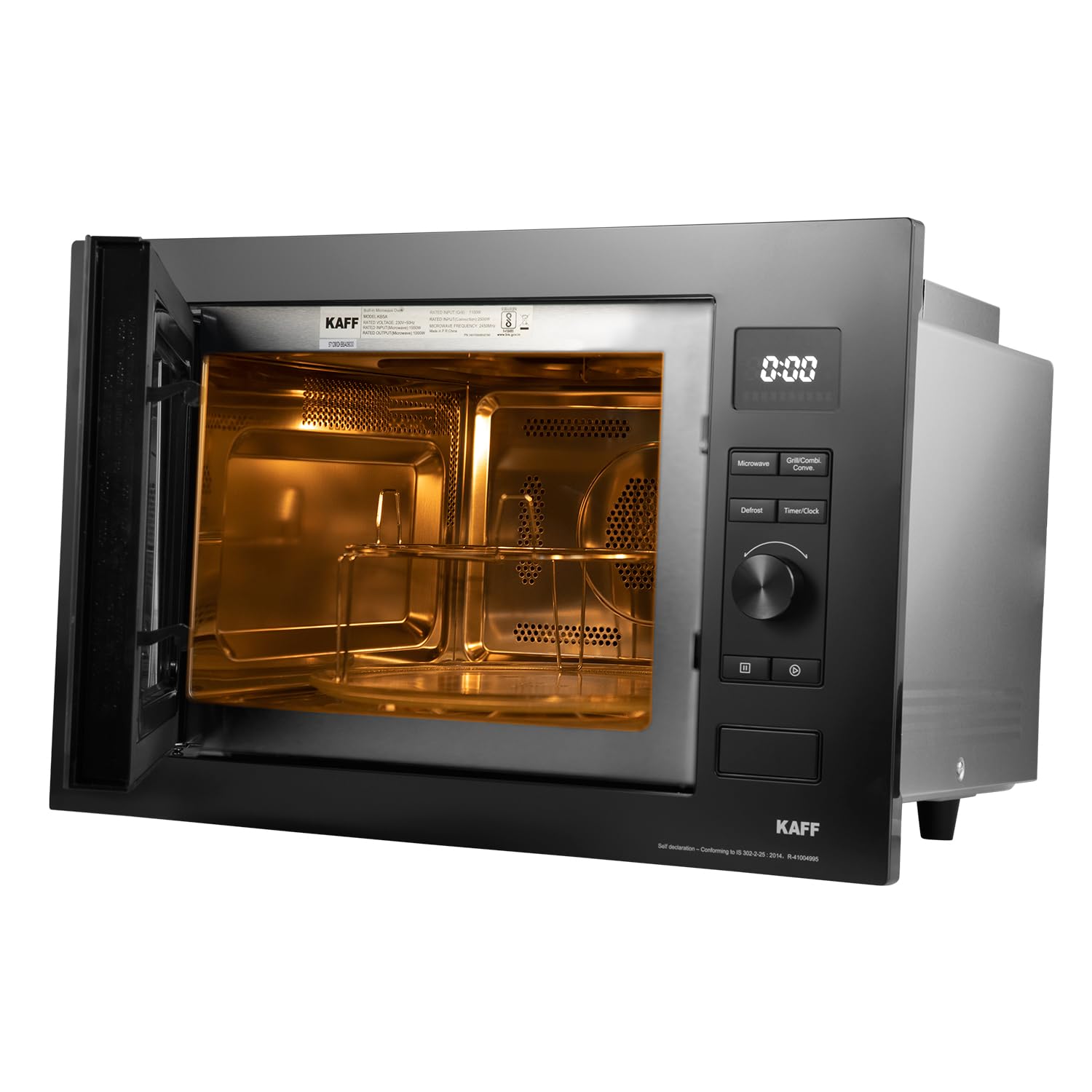 Interior view of the KAFF Built-in Microwave Oven KB5A with door open