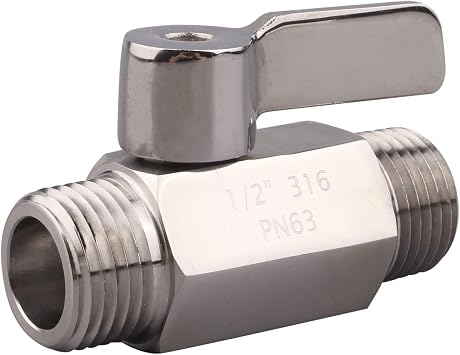 DERNORD Stainless Ball Valve - 1/2 Inch NPT Thread Male Small Mini Ball Valve 1/2" Male&Male