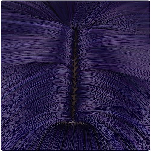 Image of Anime Blue Purple Wigs with Bangs Long Straight Wig Hime Cut Adult COS Game Cosplay Wigs Halloween,Christmas,Comic con,Game Show,Party