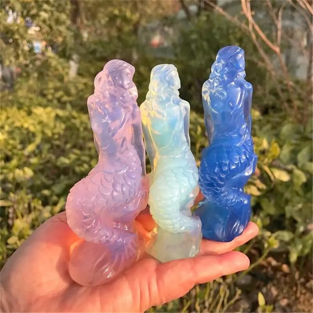 Crystal Stone Home Decor 1pcs Opalite Sea-Maid Carving Crystal Crafts Fashion Home Decoration