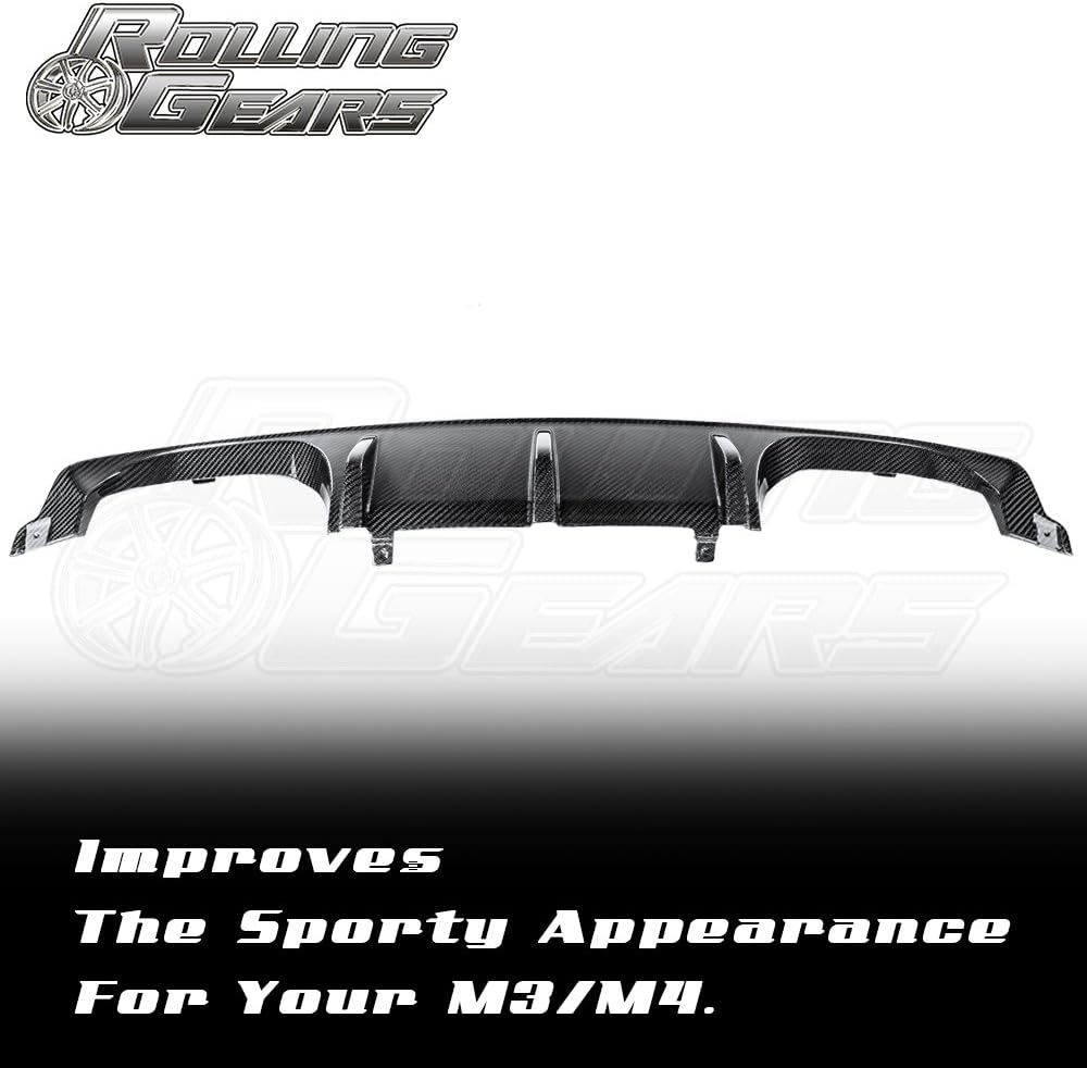 Dry Carbon Fiber Rear Diffuser Compatible with 2014-20 BMW F80 M3/ F82 M4/ F83 M4 Diffuser