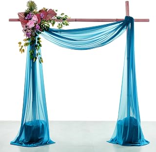 VDS Pack of 1 Panel (30 Inch X 20 Feet) Wedding Arch Draping Fabric Sheer Chiffon Fabric Drapery for Wedding Ceremony Reception Swag Backdrop Canopy Chuppah ARBO Altars Decoration (Dark Teal)