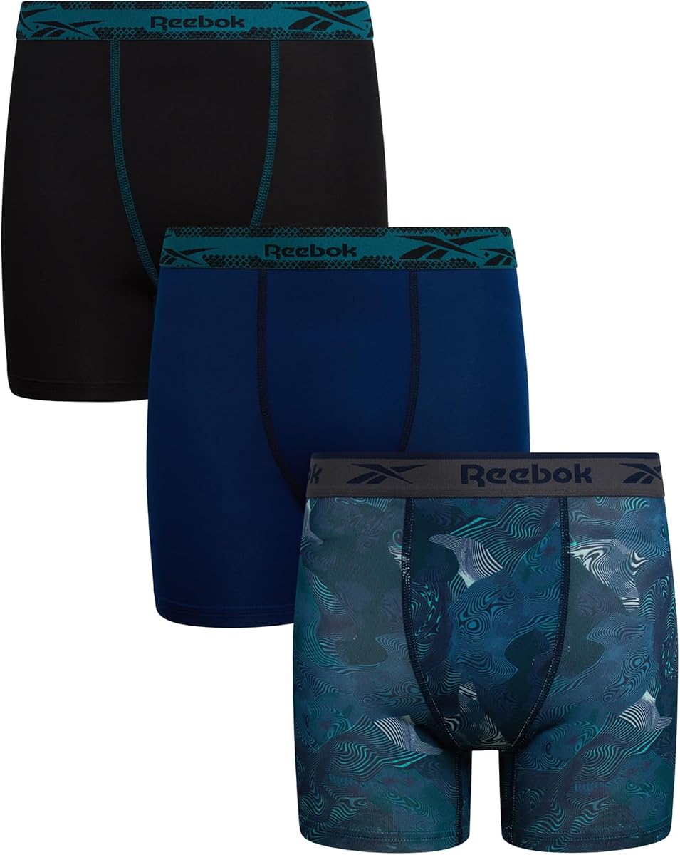 Reebok Boys Underwear 3 Pack Performance Moisture-Wicking Boxer Briefs | Precise Youth Inseam Sizing Keeps Him Comfy, Built for School, Sports, and Everyday Play