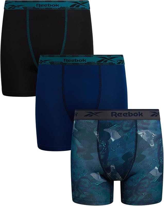 Reebok Boys Underwear 3 Pack Performance Moisture-Wicking Boxer Briefs | Precise Youth Inseam Sizing Keeps Him Comfy, Built for School, Sports, and Everyday Play