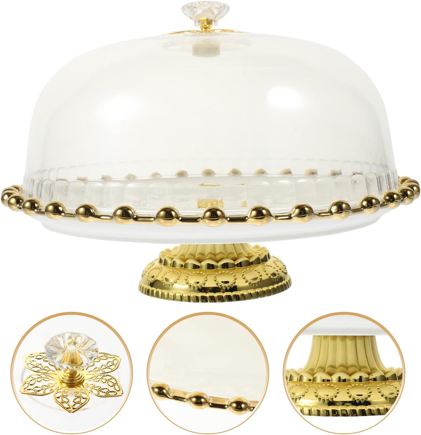 Punch Bowl Cake Tray with Dome Ceramic Cake Plate Server and Clear Glass Dome Round Cake Stand Dessert Snack Display Plate Food Serving Platter for Wedding Party Supplies Cupcake Containers