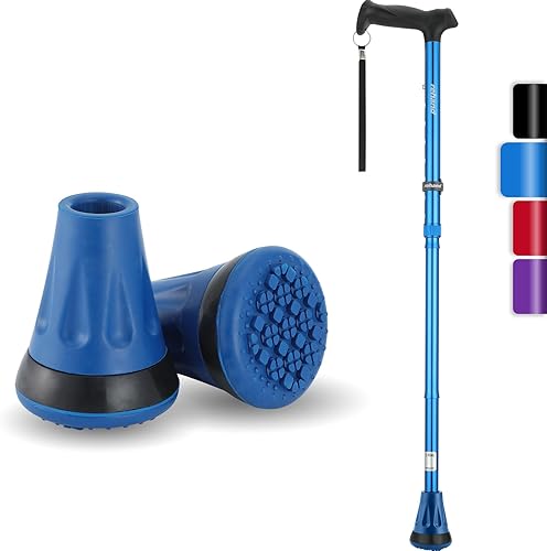 Rehand Puntas coloridas para bastón y bastón todo terreno (azul)