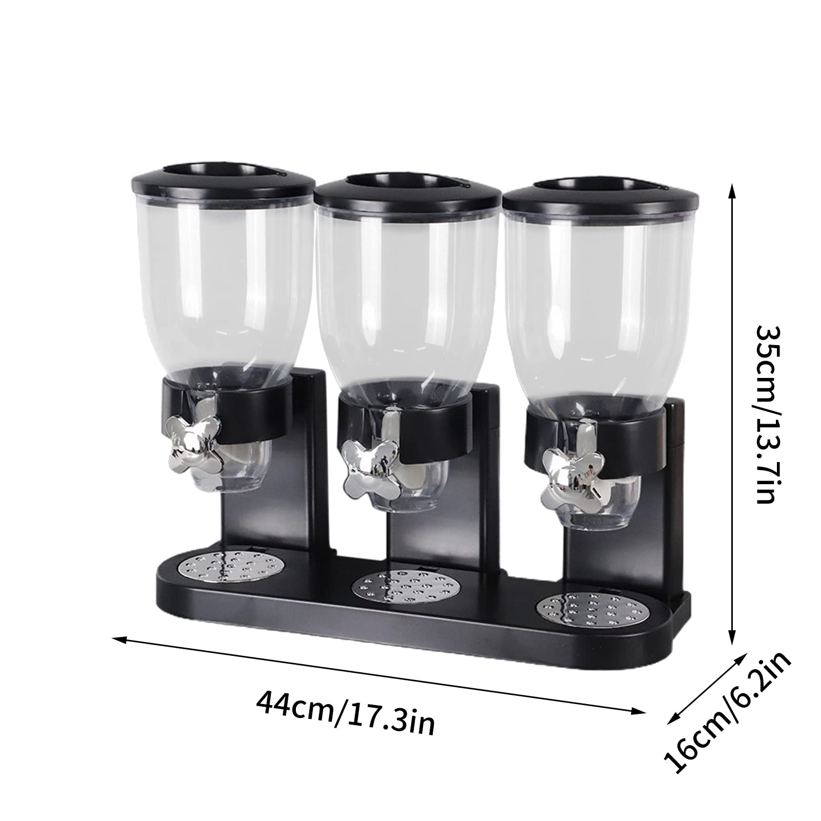 Dispenser per cereali triplo dispenser per cereali, dispenser per riso da cucina, dispensabile per alimenti secchi, peso singolo e per colazione, cereali, farina d'avena, secchiello di riso,