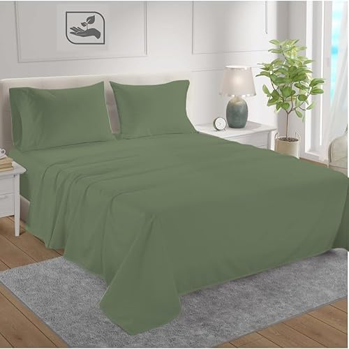 CharlottelyHues Juego de sábanas de 800 hilos, 4 piezas, 100% algodón egipcio, sábanas de 18 pulgadas de profundidad de 18 pulgadas, tejido de satén