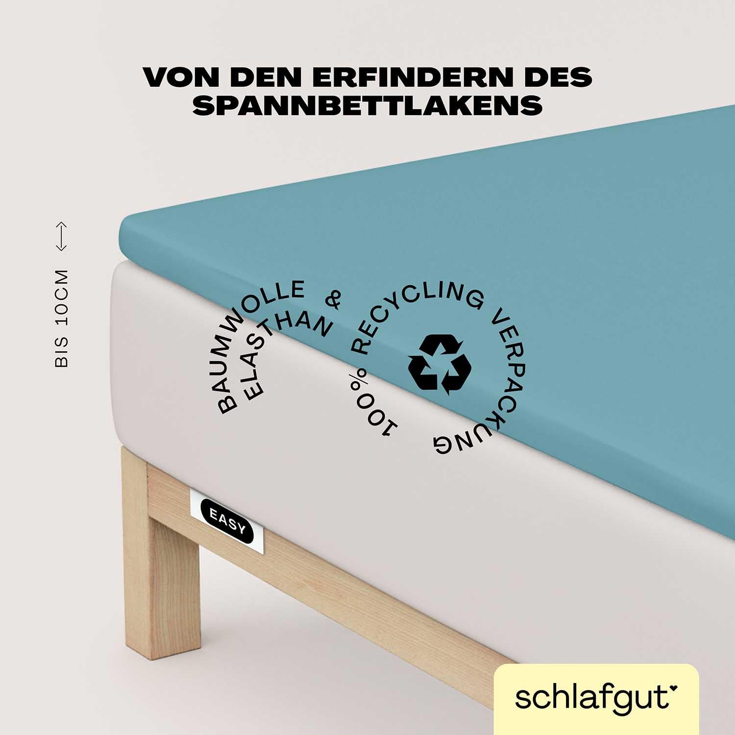 Schlafgut Easy Jersey Elasthan Topper Spannbettlaken 180x200 bis 200x220 Petrol Mid, Spannbetttuch aus superweicher Baumwolle mit Elasthan