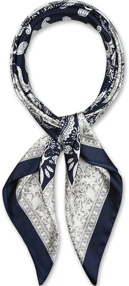 Artaimee 35 x 35 Women Square Silk Like Hair Scarf Satin Headscarf for Sleeping
