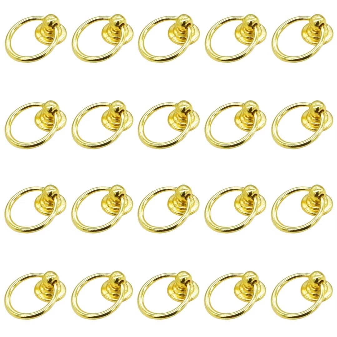 Ydhsikk Gold Drawer Handles, Pack Of 20 Multicolor Multiple Sizes Zinc Alloy Door Ring Pull Handles For Cabinet Drawer Wardrobe(,Style A)