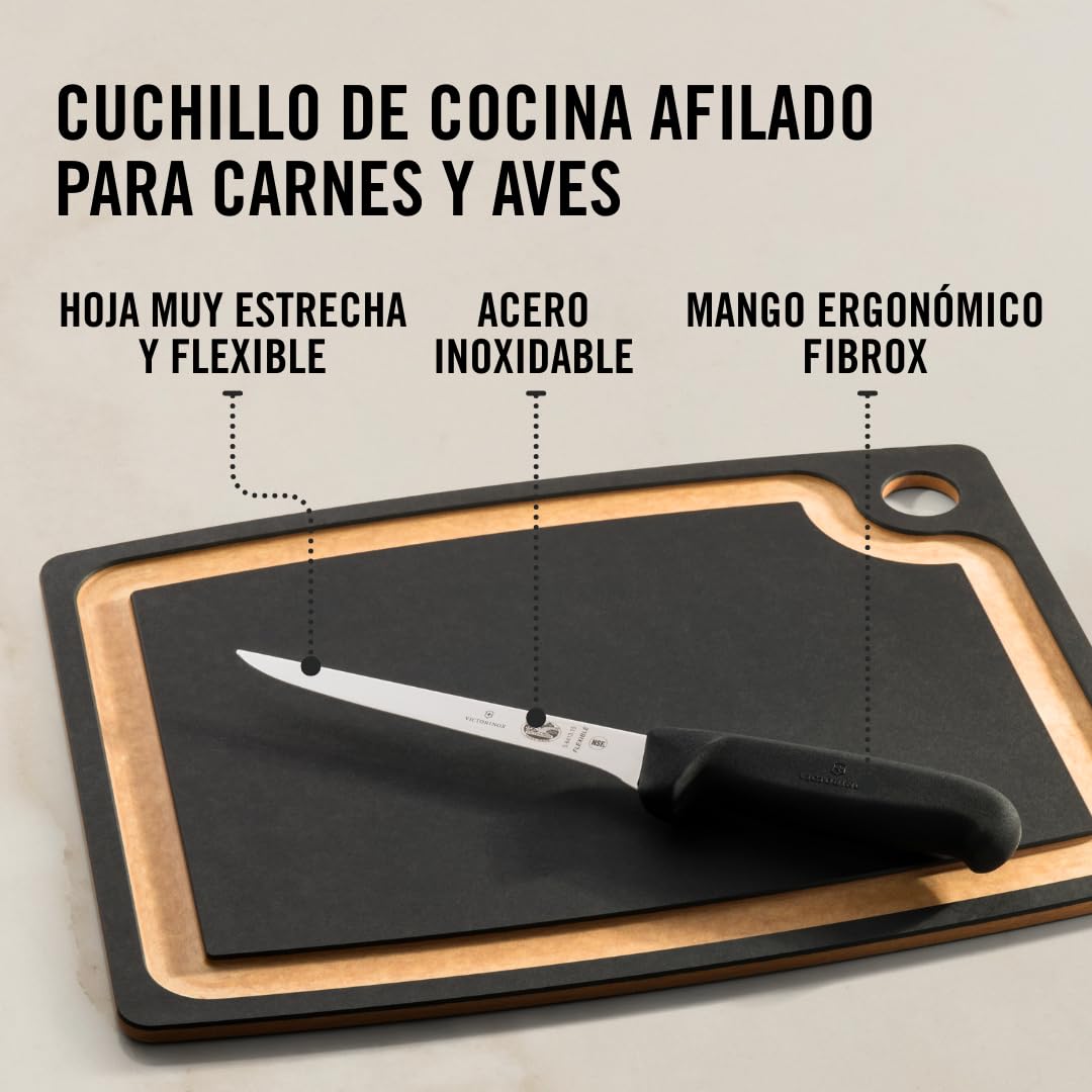 Victorinox Fibrox Cuchillo deshuesador 15 cm acero inoxidable hoja recta rígido negro