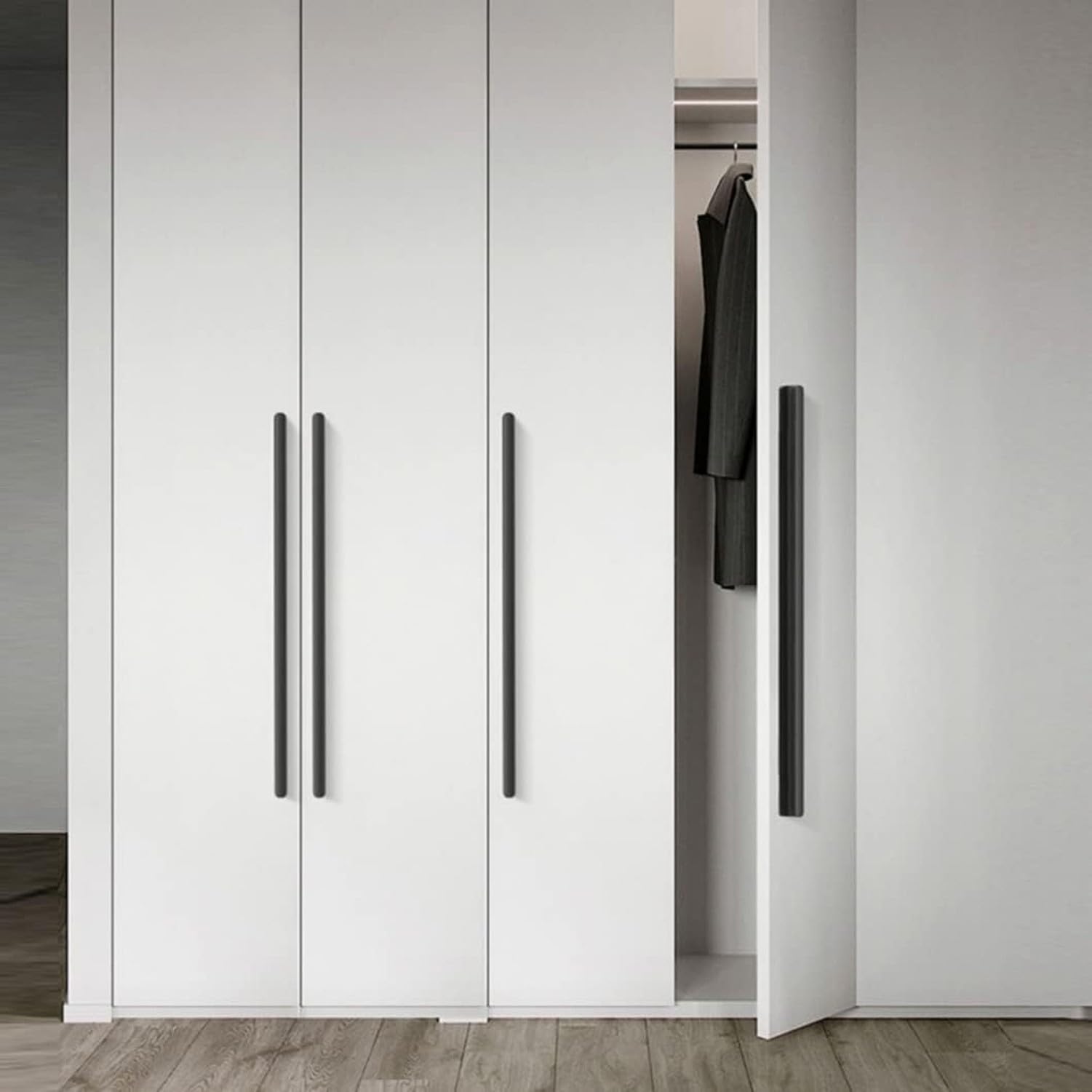Paire de poignées grises pour meubles de cuisine, tiroirs et portes d'armoires, poignée de placard en alliage d'aluminium, pour salle de bain, chambre, habillag, Length 1000mm, Length 1000mm