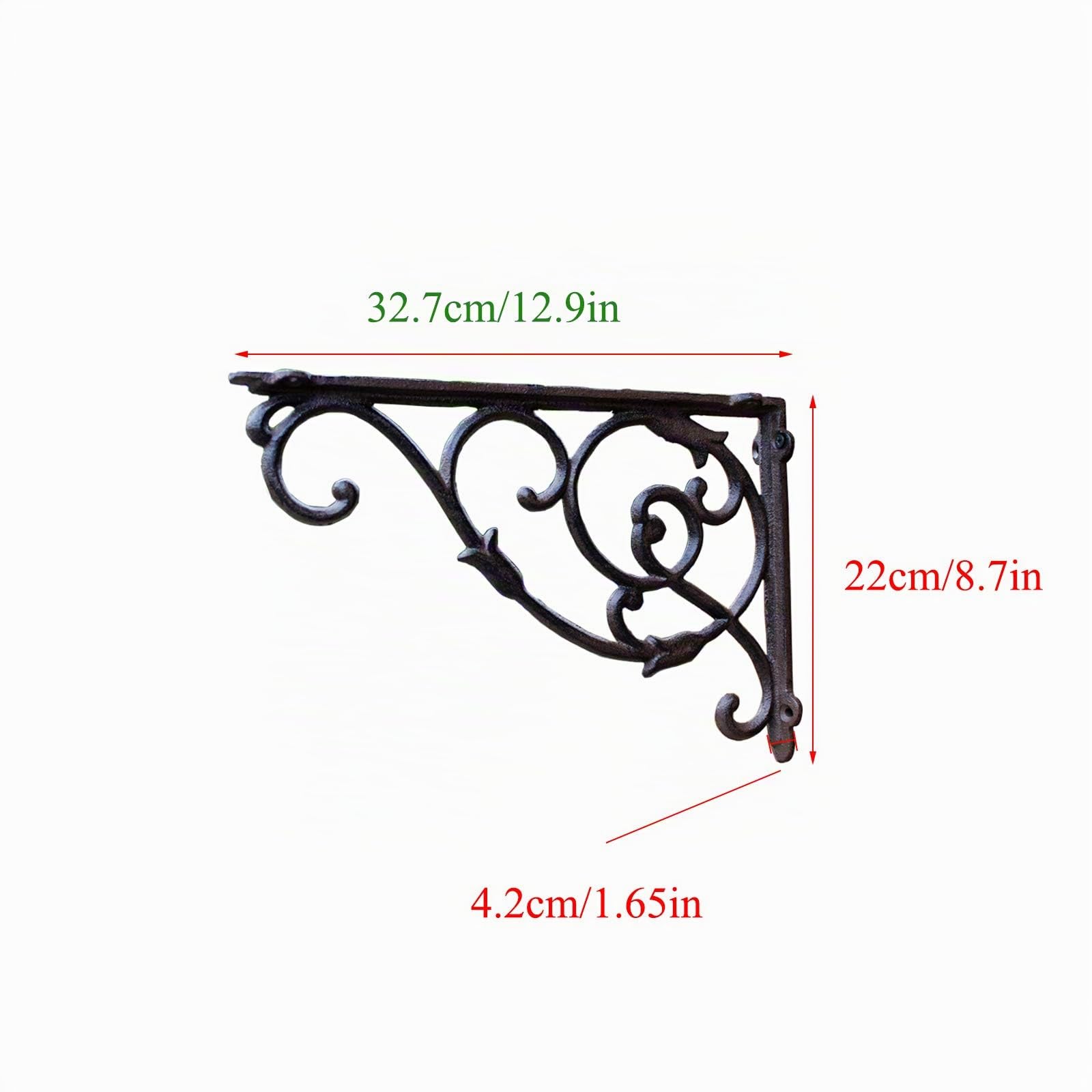 Hierro Shelf Brackets,Vintage Antique Style Pared Escuadras de Metal,Ángulo de 90 Grados para Diy Estantes de Tablero Flotante,Negro Hardware Incluido,1 Par