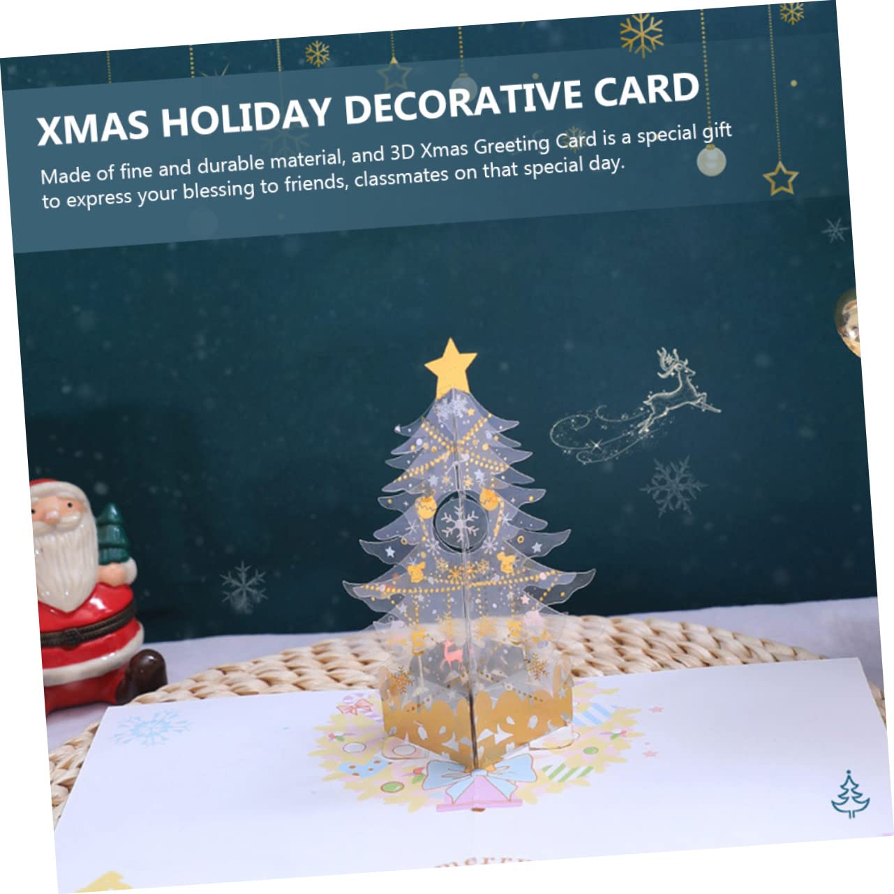 SHINEOFI 5piezas Tarjeta De Felicitación Navideña De Árbol De Navidad Diseño Para Festivo y Expresar y