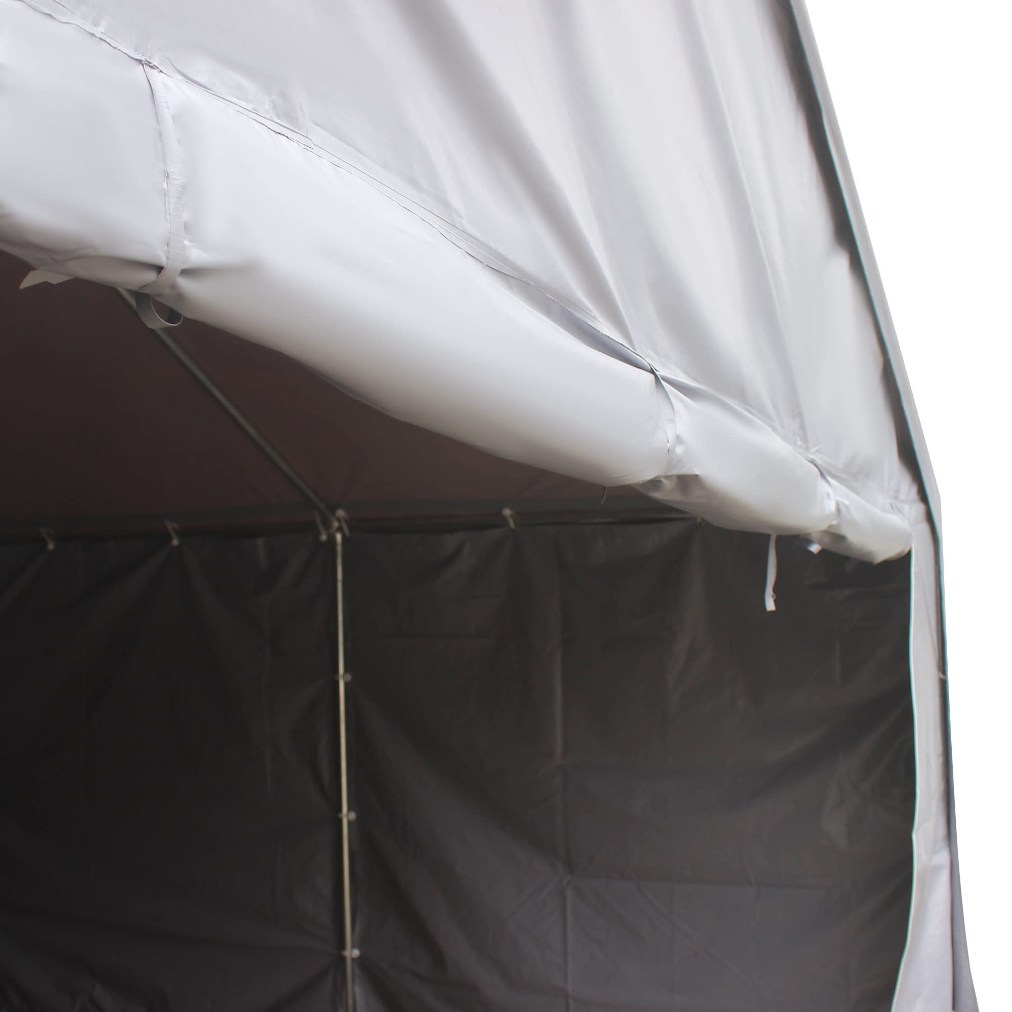 Outsunny Garage Auto Esterno 8x4m Porte Cerniera Tettoia Pannelli Removibili Telaio Acciaio Grigio Scuro