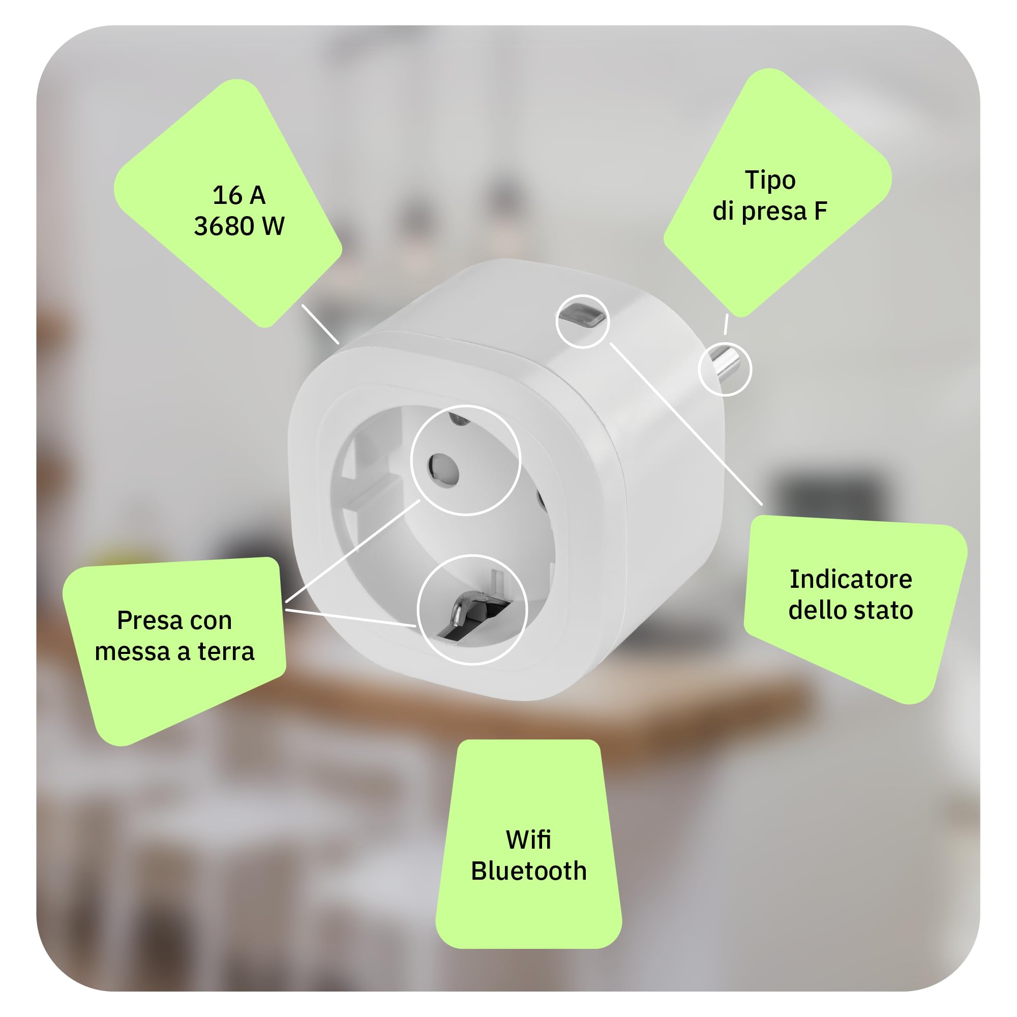 OMAJIN by Netatmo Set di 3 prese intelligenti, Timer, Monitoraggio Consumo, Controllo Remoto, Spegnimento Ritardato, Risparmio Energetico, Wi-Fi 2.4GHz/Bluetooth, 16A/3680W, senza hub, OBU-3SP-SK