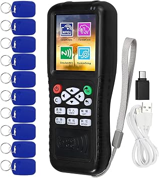 Multi Frequencies RFID Reader Writer Duplicator, RFID Smart Card Programmer, Access Control Card Decoder, with Writable Key Fobs Cards, Free Software, Only Work for Access Control Cards