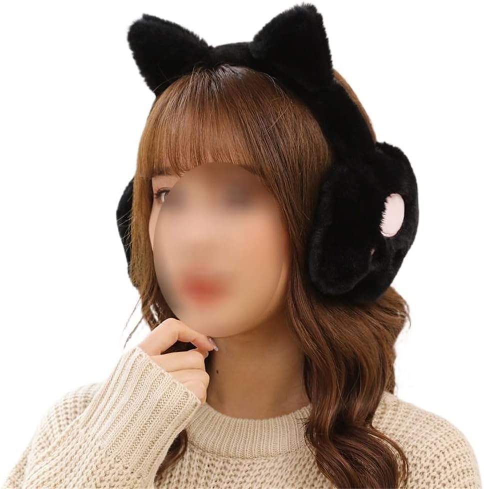 Black Winter Earmuffs Autumn And Warm Women's Ear Protection Antifreeze Cute Cat Claw Korean Hats