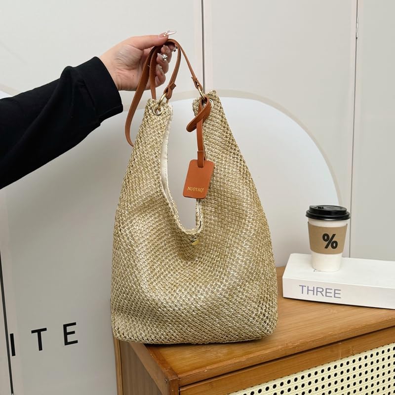 Straw Beach Bag Large Shoulder Bag Casual Hobo Bag Summer Shoulder Purse for Women Travel Vacation3