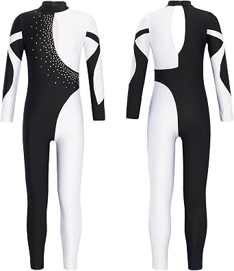 Loyan Girls Full Length Jumpsuit Long Sleeve Unitard One Piece Bodysuits Gymnastics Ballet Dance Leotard