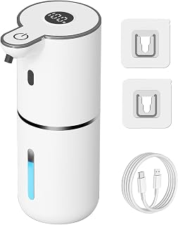 OHIFAST Touchless Automatic Soap Dispenser, USB-C Rechargeable, 6-Level Adjustable, 380mL Wall-Mount for Kitchen Bathroom - White
